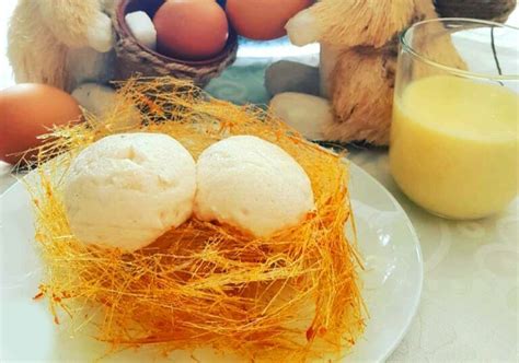 Recette Île flottante avec un nid en cheveux d ange au caramel Lorminy