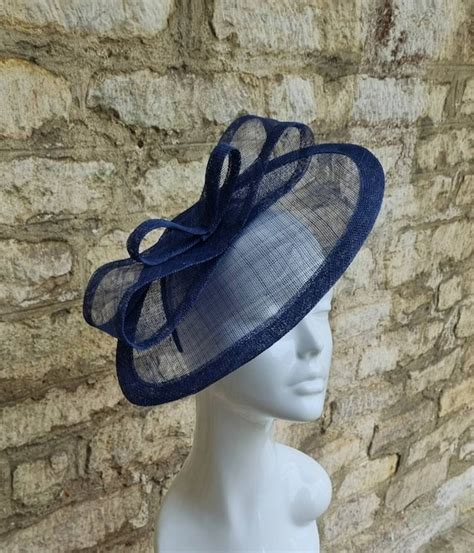 Navy Blue Wedding Hat Wedding Fascinator Hat Races Fascinator Etsy Uk