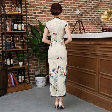 Sheng Coco Classical Silk Chinese Cheongsam Long B Grandado