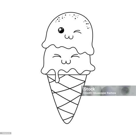 Delicious Ice Cream Kawaii Character Stock Illustration Download Image Now Baked Pastry Item