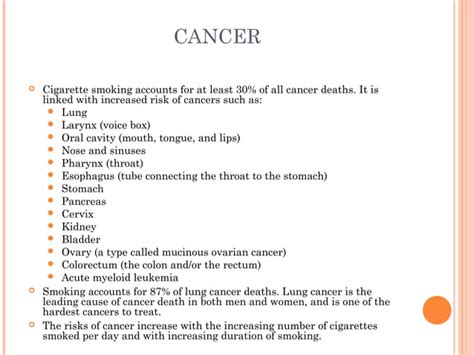 Smoking and its health risks | PPT | Free Download