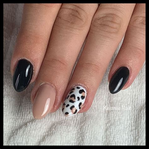 Black Nude Leopard Nails