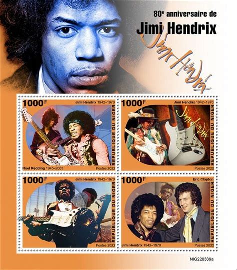 NIGER 2022 Jimi Hendrix 80th Birthday Perf 4v Sheet Mint Never