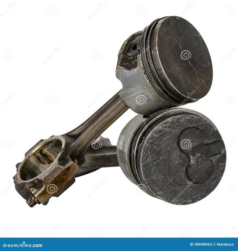 Two Worn Pistons And Two Connecting Rods Stock Image Image Of Gudgeon