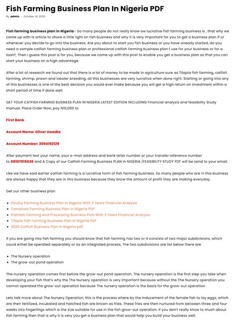 Fish Farming Business Plan