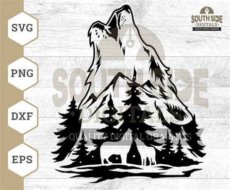 Howling Wolf Svg Wolf Howl Svg Mountain Wolf Svg Wolf Pack Etsy