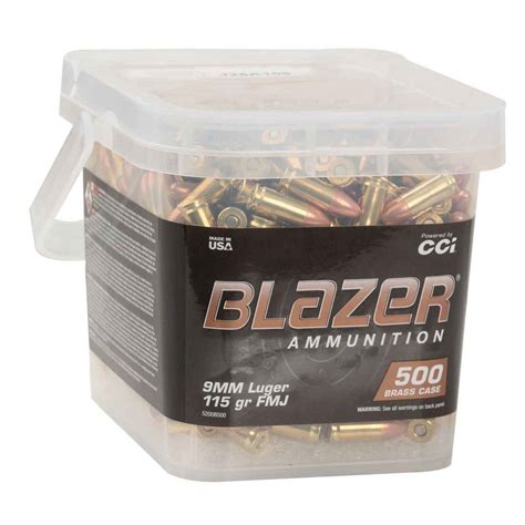 Cci Blazer Brass 9mm Luger 115gr Fmj Handgun Ammo 500 Rounds Sportsman S Warehouse