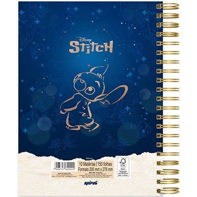 Caderno Universit Rio Capa Dura X Folhas Disney Stitch Spi