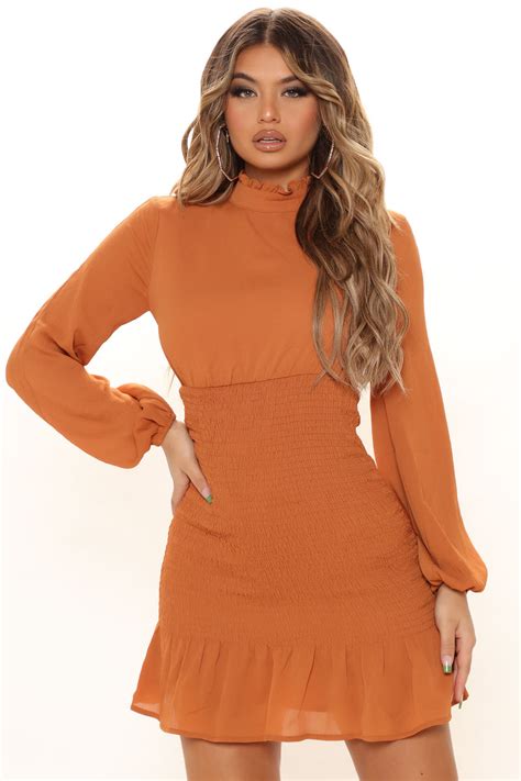 Kisses Smocked Mini Dress Rust Fashion Nova Dresses Fashion Nova