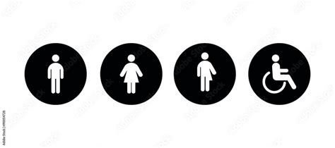 Gender neutral restroom signs set. All gender neutral toilet icons ...