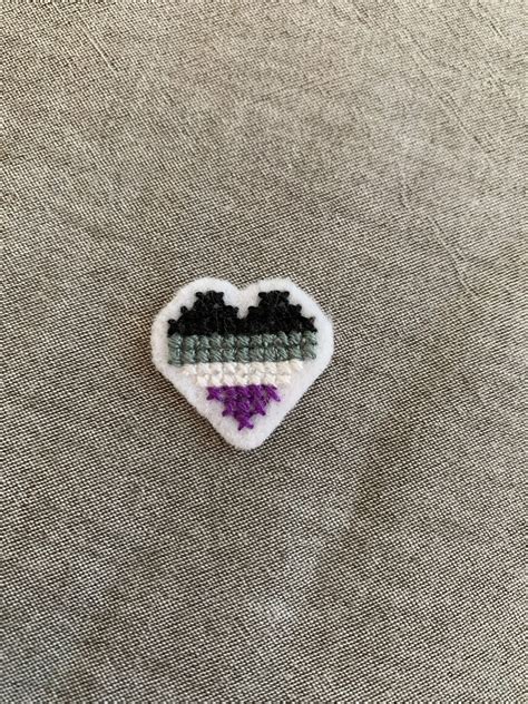 Asexual Pride Heart Iron On Patch Cross Stitch Embroidery Lgbtq Queer