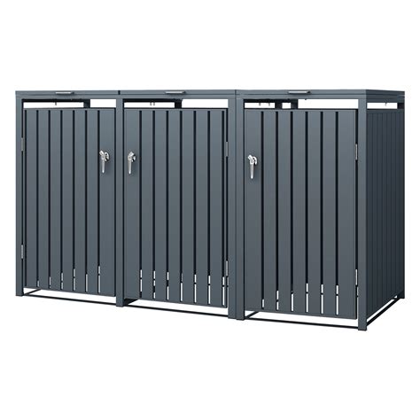 Abri Pour Poubelles Habillage Pour 3 Poubelles Anthracite 240 L