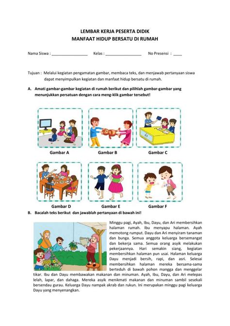 LKPD Kelas 2 Tema 4 ST 1 Muatan PPKn Worksheet Sorting Activities