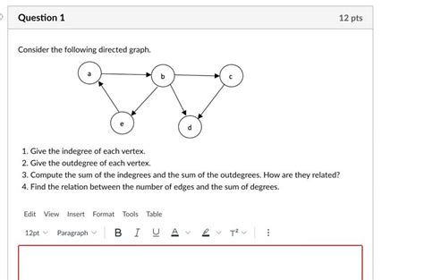 Solved Consider The Following Directed Graph 1 Give The