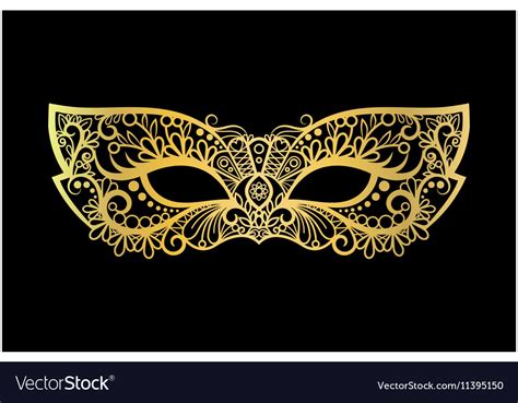 Golden Carnival Mask On Black Background Vector Image