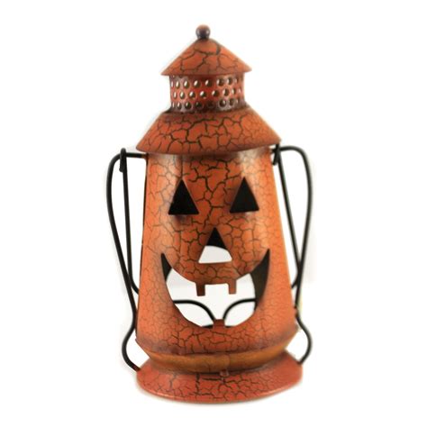 Halloween Pumpkin Lantern Metal Luminary Rustic Indoor Outdoor