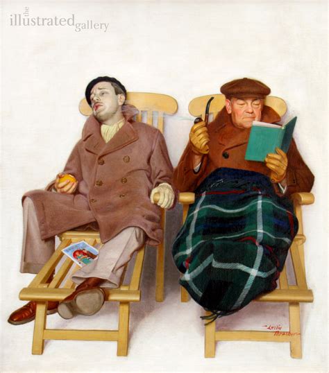 Two Men In Deck Chairs Saturday Evening Post Cover By Leslie Thrasher American 1889 1936