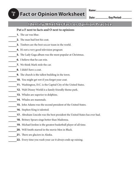 Fact or Opinion Worksheets - 15 Worksheets.com - Worksheets Library