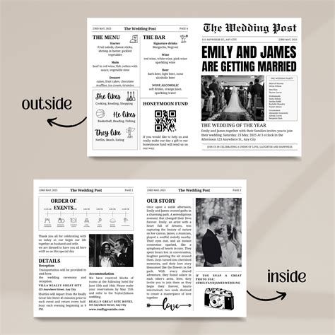 Editable Wedding Newspaper Invitation Template Personalise Your Love