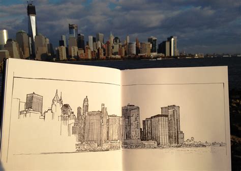 Manhattan Skyline Sketch at PaintingValley.com | Explore collection of ...