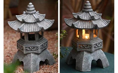 Garden Pagoda Japanese Garden Decor Solar Pagoda Lantern Statue Garden