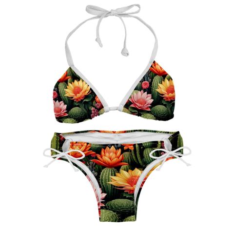 Cactus Detachable Sponge Adjustable Strap Bikini Set Two Pack Great