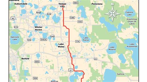 Florida scenic highways in central region. Maps