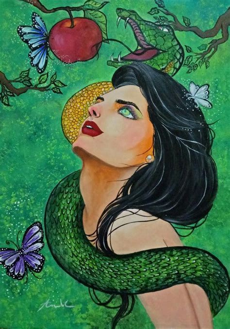 Woman And Snake Painting Art Eve Original Art Acrylic Painting Small