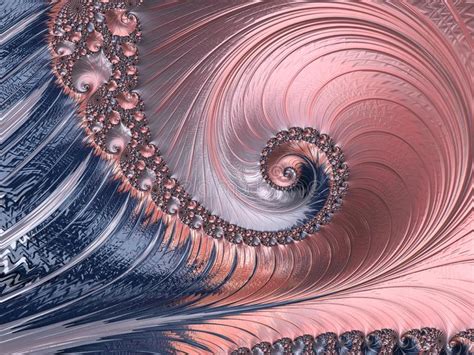 O Coral Abstrato E A Flor Espiral Textured Violeta Do Fractal D