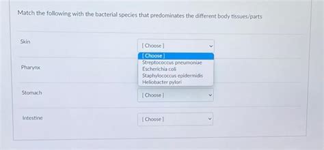 Solved Match the following with the bacterial species that | Chegg.com 