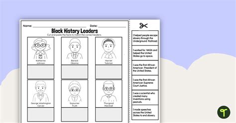 Black Leaders In History Cut And Paste Worksheet Teach Starter