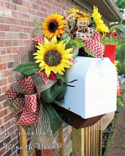 Summer Mailbox Swag Topper Fall Mailbox Swag Sunflowers Fall Mailbox