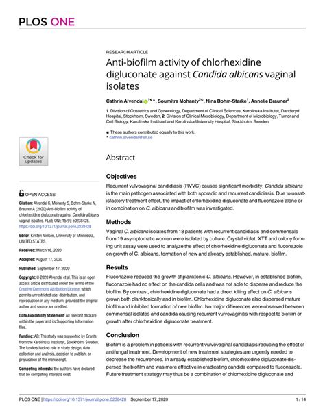 Pdf Anti Biofilm Activity Of Chlorhexidine Digluconate Against