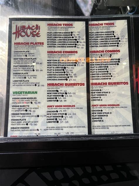 Menu at Hibachi House, Downey