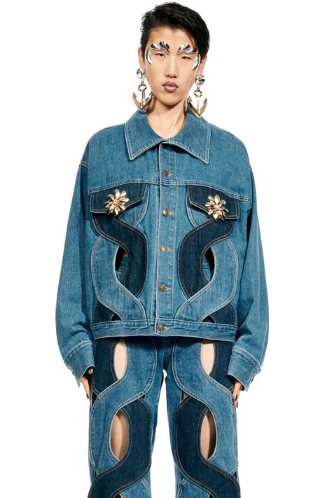 Rope Cutout Denim Jacket Denim Fashion Wide Leg Jean Fashion