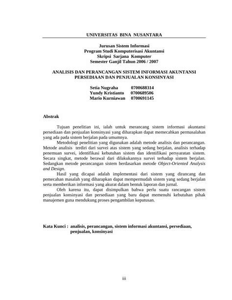 Pdf Universitas Bina Nusantara Jurusan Sistem Informasi