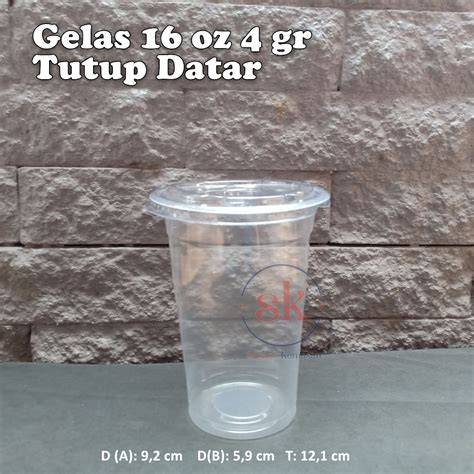 Jual Paket 50 Pcs Gelas Cup Plastik 16 Oz 4 Gr Tutup Cembung