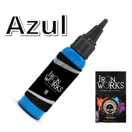 Tinta Iron Works Azul 30ml para Tatuagem e Micropigmentação Tattoo