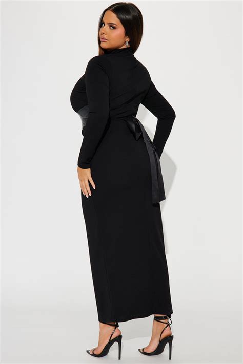 Brianna Belted Maxi Dress Black Fashion Nova