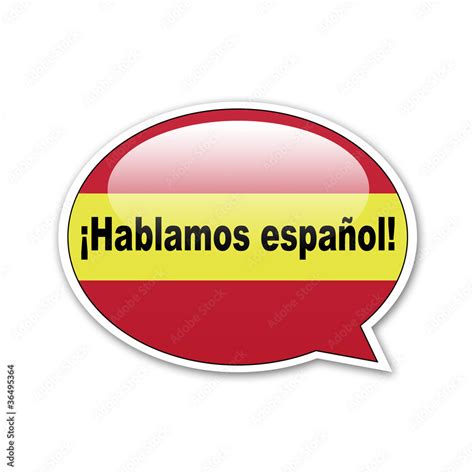 Pegatina globo Hablamos español Stock Illustration Adobe Stock