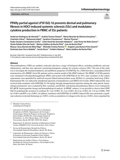 PPARγ partial agonist LPSF GQ 16 prevents dermal and pulmonary fibrosis