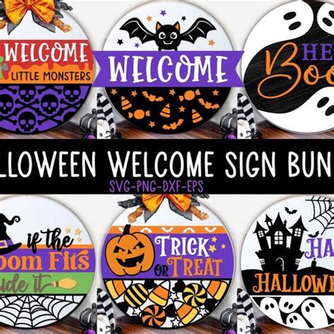 Halloween Welcome Sign Bundle Halloween Door Hanger SVG Etsy