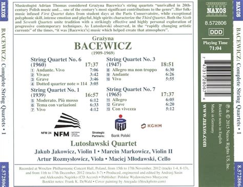 Grazyna Bacewicz Complete String Quartets Vol New Cd