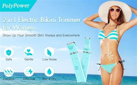 PolyPower Tondeuse de bikini électrique 2 en 1 pour femme Tondeuse