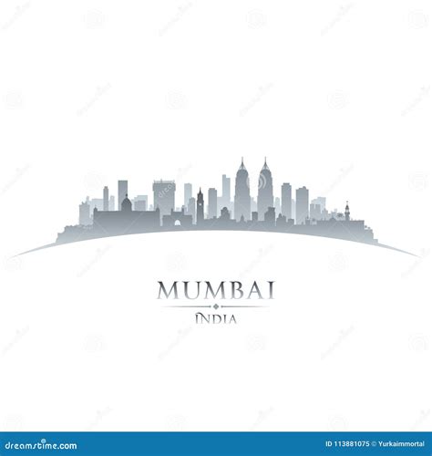 Mumbai India City Skyline Silhouette White Background Stock Vector ...