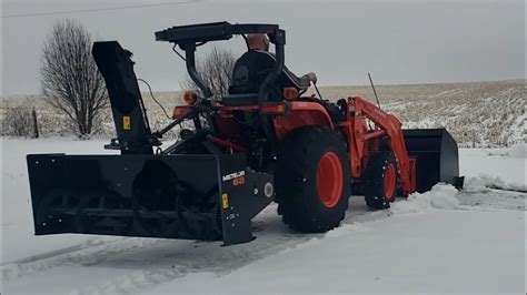 48 Kubota L2501 With Mk Martin Meteor 68 Rear 3 Pt Snowblower W Linear Actuator Chute