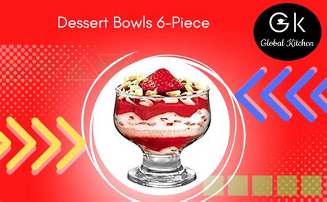 Gk Global Kitchen Glass Dessert Bowls Sundae Ice Cream Set Of 6 Short Stemmed Tulip Prawn