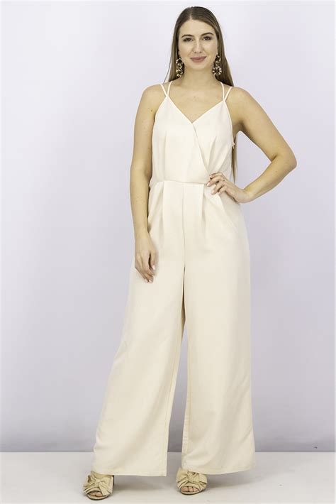 Buy Reserved Women Surplice Neck Solid Jumpsuit Beige Online Brands