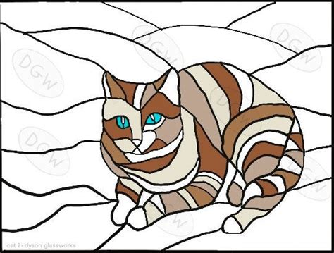 Digital Download Stained Glass Pattern Cat 2 Etsy