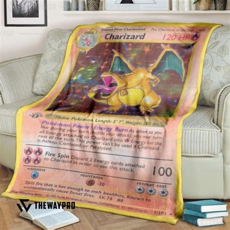 Pokemon Charizard Card Blanket Pixeltee